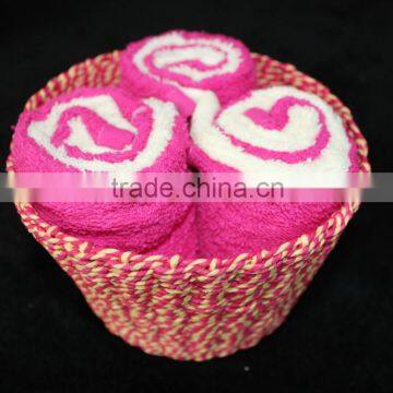 Solid color 100%cotton towel cake towel sets packing