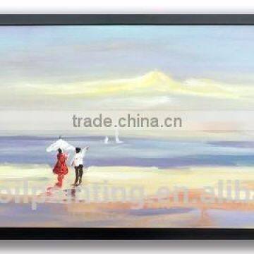 DEC024F Handmade Modern Blue Sky And Seaside Paintings Canvas With Frame Art Oil Painting