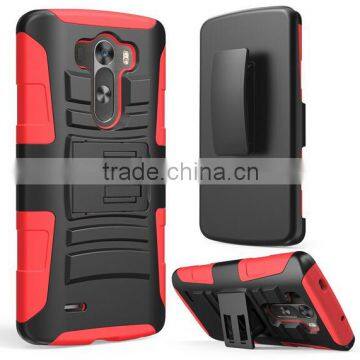 Dual Layer Holster Case with Kickstand and Locking Belt Swivel Clip for LG G3