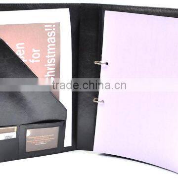 Office Product Black PU A4 Leather Ring Binder Folder photo-2