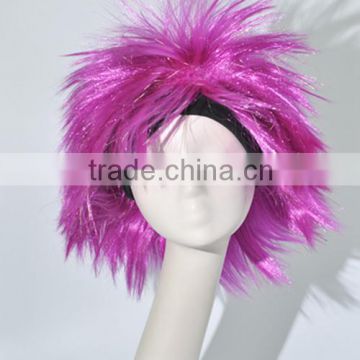 Crazy Purple Short straight explosion fans wig Cosplay Wig N306