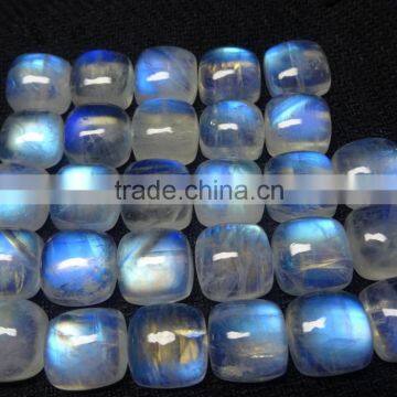 Rare Cushion Cut Blue Flashy 10x10 mm Natural Rainbow Moonstone