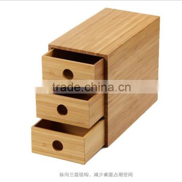 2015 Economic Fashion Custom Wood Box 3 Layers Drawer Bamboo Storage Box