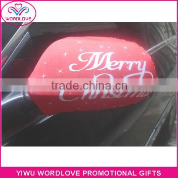 custom high quality cheap polyester &spandex printed 26x28cm advertising car mirror cover with toggle and rope accessories