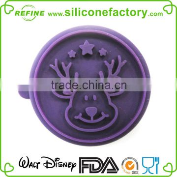 FDA & LFGB confrimed silicone cookie press stamp in elk design