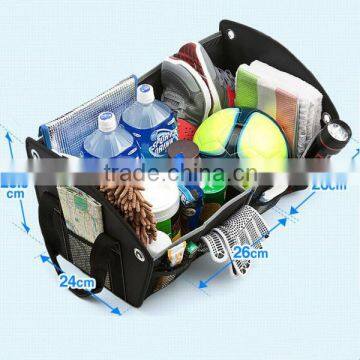 Back Car Holiday Food Drink Two-Compartment Large Storage Box, Collapsible Car Trunk Organizer With Tote