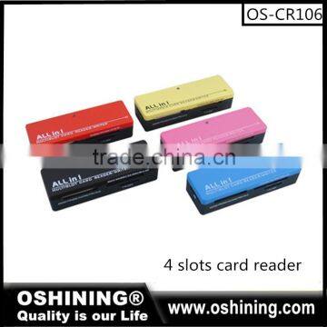 Top selling Multi 4 slots in One Memory Card Reader custom logo (OS-CR106)