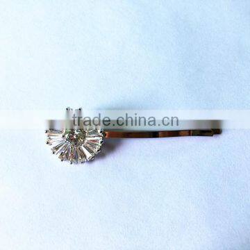 Wedding style platinum plating cz bridal hair clip