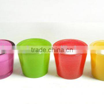 Colored glass wide mouth candle holders mini