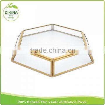 Newest Round + Square +oval + Hexagon + Heart Many Shapes for Clearly Decorative Metal Storage Serving Rectangle Mirror Trays photo-5