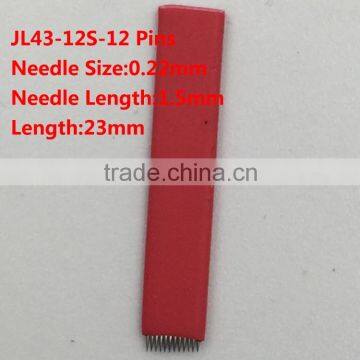 12 Pins Microblade for Manual Eyebrow Tattoo 1.5 mm Needle Length For 3D Permanent Makeup