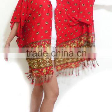 Vintage Retro HIPPIE BOHO Tie Dye Festival Music Beach Fringe Shirt Tunic Tent Kaftan Cover up Cardigan Plus Elephant Print photo-6