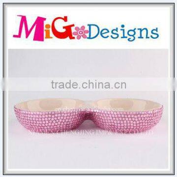 Wholesale And OEM Pink Rhinestone Ceramic Dog Bowl