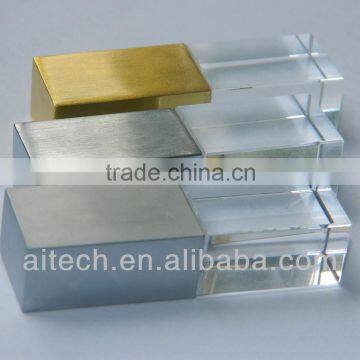 Gift Order Logo Engraving Crystal USB With Different LED Light USB Flash Drive