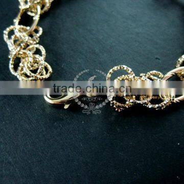 20cm 14K Light Gold Plated Brass Faceted Circle Round Oval Link Fashion DIY Bracelet Supplies 1900065 photo-2