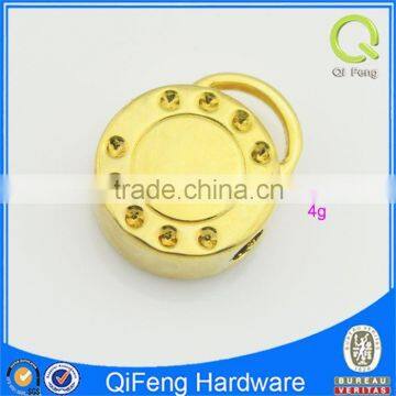 Q-3093 zippers manufacturer custom shiny gold round engrave puller