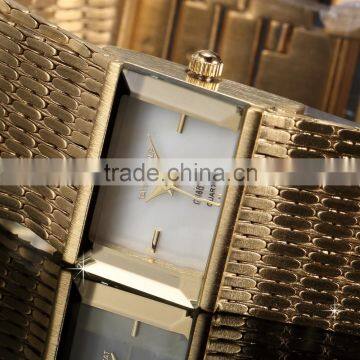Golden Square Case Japan Quartz Movement Brass Tassel Band Analog Women Ladies Watch