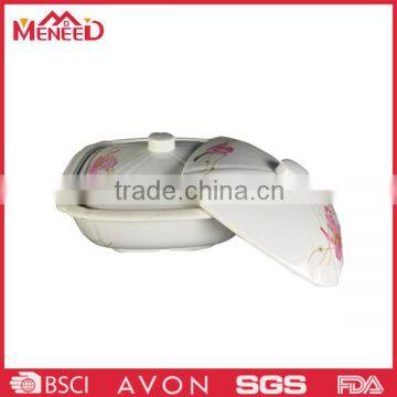 2 pcs size optional custom logo 100%melamine salad round plastic ceramic-like bowl with lid