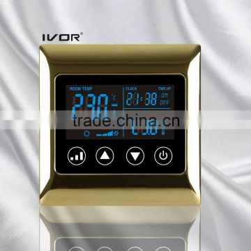 IVOR 220V Central Air-Conditioner Thermostat Digital AC Thermostat Switch SK-AC2000L8 Bright Gold Metal Frame