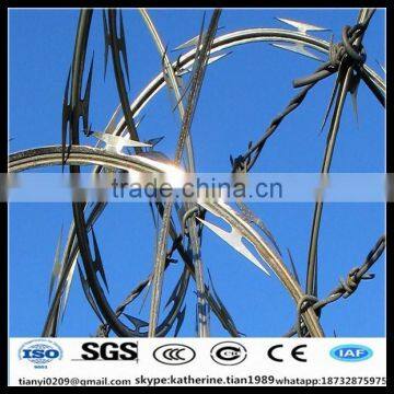 Hot dipped galvanized Concertina Razor barb wire with sharp blade for high security