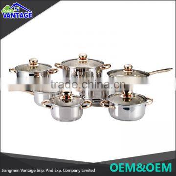 High Quality Cooking Pot 12pcs Cookware Sets Stainless Steel Utensils With Glass Lid photo-2