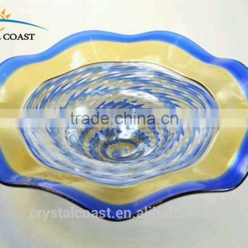 wholesale colored art gold glass plates for solar garden light shade cover for table decoration