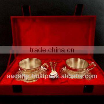 New Design Silver Plated Gift Item Beautiful Hand Carved High Quality Cup Plates Tea Set photo-3