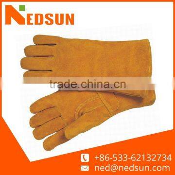 Regular full lining cow split leather gloves for welding