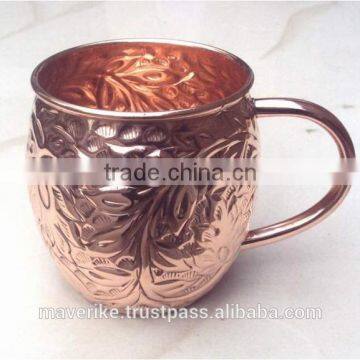 Embossed Copper Moscow Mule Mug, New Design Copper Beer Mug, Pure Copper Moscow Mule Mug photo-2