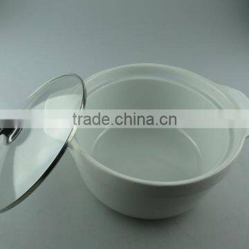 Wholesale White Ceramic Tureen/cookware With Glass Lid in Stock photo-2