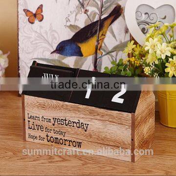 Antique yearly house design wooden desk calendar