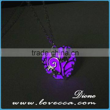 Cheap Alloy Luminous Glow in the Dark Heart Locket Charm Pendant Ladies Jewelry Necklace photo-5