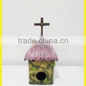 YS14480 Best selling home decoration metal handicraft artificial bird house crafts