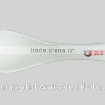 melamine white Soup spoon with red handle