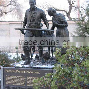 Bronze Foundry Lost Casting Wax Handcart Pioneer Statue for Garden photo-2