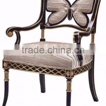 Classic Elegant Chinoiseries Painted English Style Solid Wood Dining Armchair With Beautiful Floral Fabric BF12-05274d photo-3