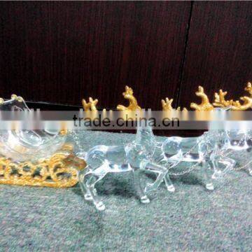 2016 Hot Sale Christmas Decoration Three Acrylic Reindeer and Sleigh With Gold Glitter photo-6