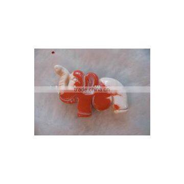 wholesale 20-35mm red & white elephant carved natural coral gemstone pendants