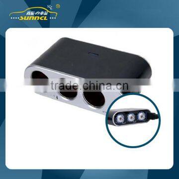 CE Approval 1 to 3 Car Cigarette Lighter Adapter Socket with Switch for iPhone , Tablet , Samsung