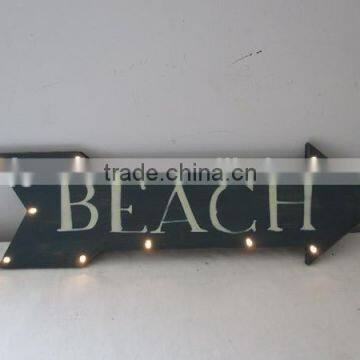 BEACH ARROW Decorative Distressed Wooden Wall Hanging Sign Plaque With LED Lights photo-2