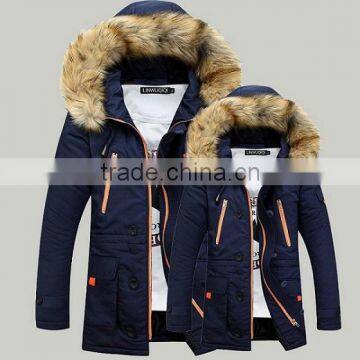 Custom Warm Fur-collar Windproof Jacket Unisex Parka Cotton Padded Men Winter Parka Jacket photo-2