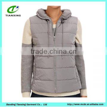 OEM fashion lined womens padded gilet with pillow collar