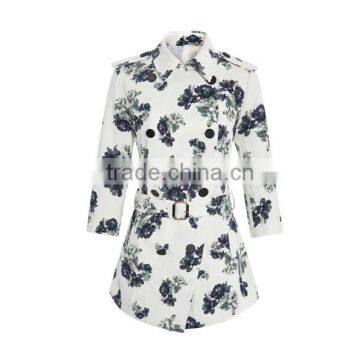 2015 New Style Fashion Flora Printed Stand Collar Long Sleeve Formal Mature Ladies Office Wear Dresses Dress photo-2