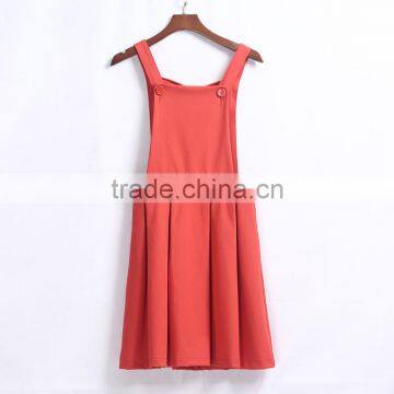 Girls Red Beautiful School Uniform Pinafore Design photo-2
