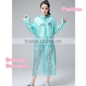 Green Promotional Wholesale Adult Practical 100% PVC Raincoat Fabric