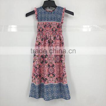 Girl stock floral sleeveless print long casual dress