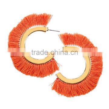 Bohemian C Style Tassel Gold Plated Stud Earrings for Women photo-4