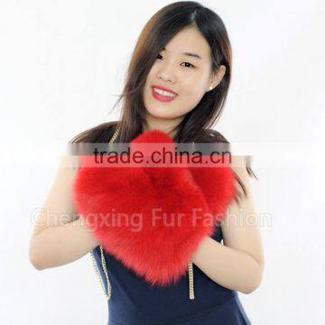 CX-A-67C Genuine Fox Fur Fingerless Winter Hand Leather Glove