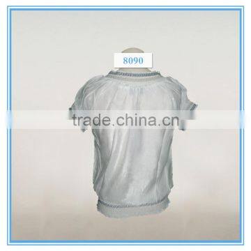 Fashion Garment and Neck Design of Tencel Embroidery Blouse photo-2