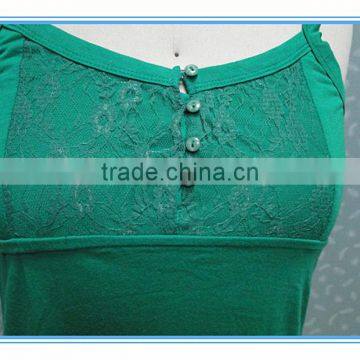Cheap Fashion Women Causal Green Vest With Spaghetti Straps photo-2